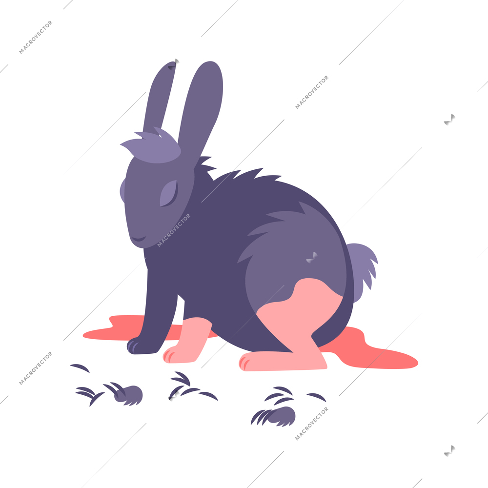 Animal testing icon with sick rabbit after medical experiments flat vector illustration