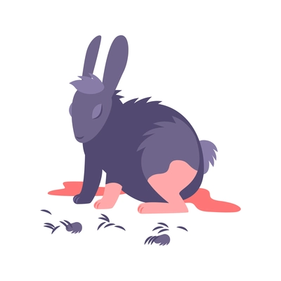 Animal testing icon with sick rabbit after medical experiments flat vector illustration