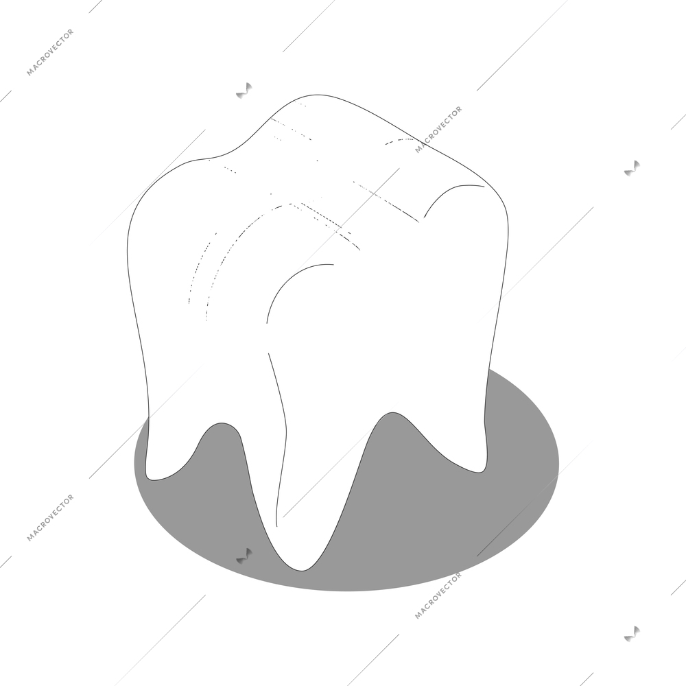 Isometric icon with white healthy human tooth 3d vector illustration