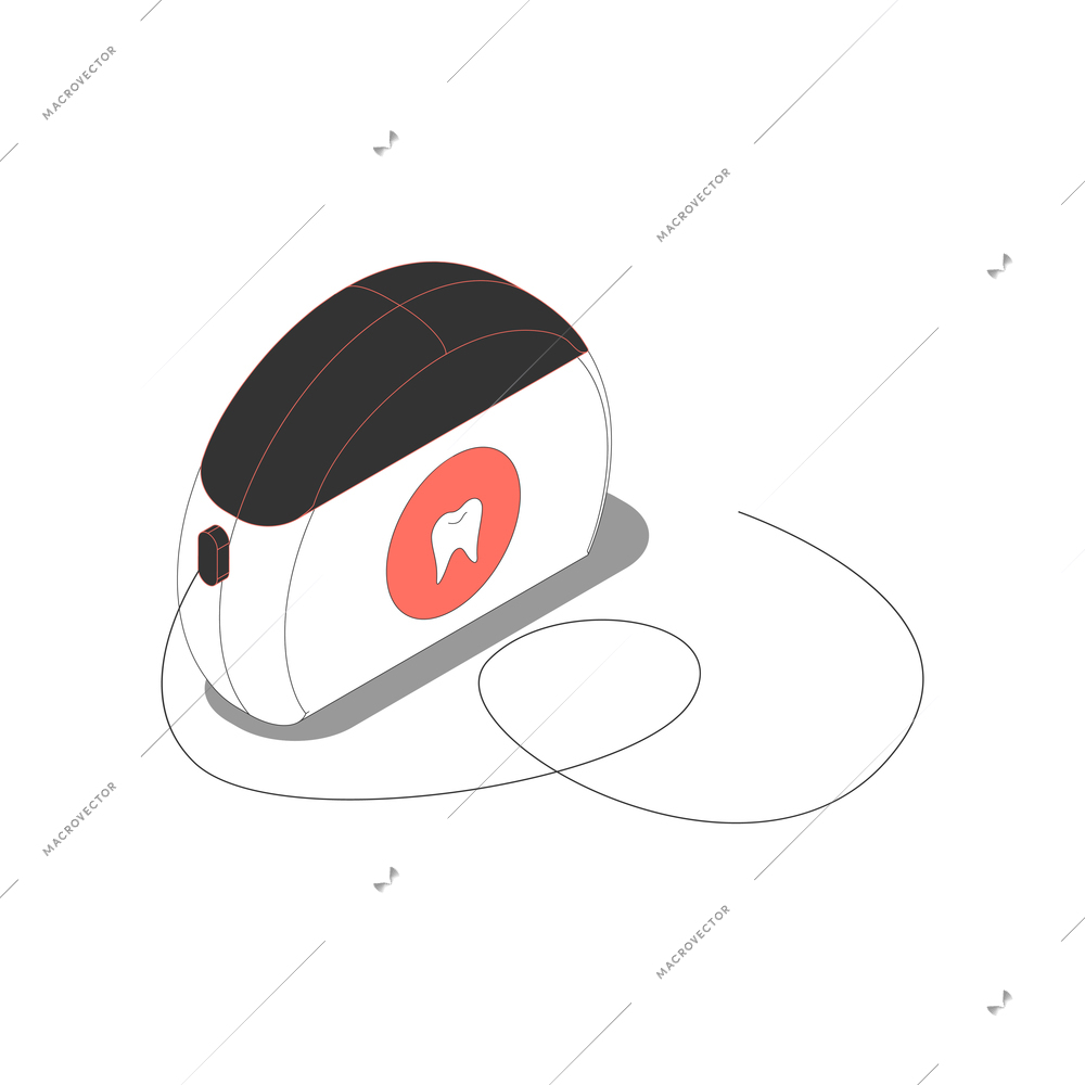 Isometric dental floss container on white background 3d vector illustration