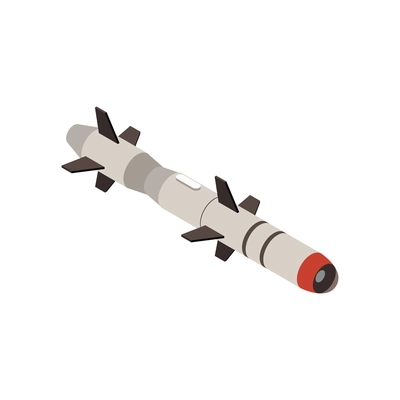 Isometric icon with military missile on white background 3d vector illustration