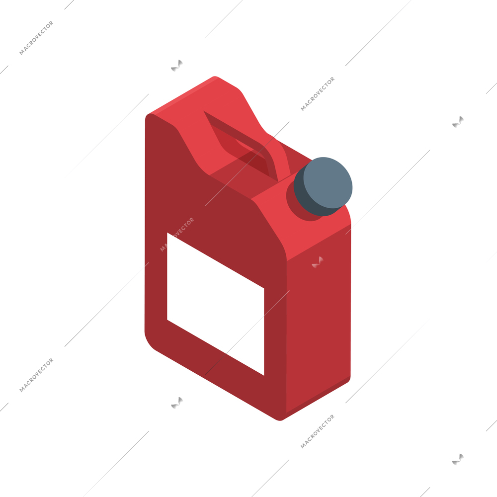 Isometric icon with plastic canister in red color 3d vector illustration