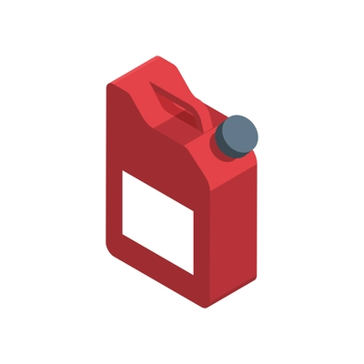 Isometric icon with plastic canister in red color 3d vector illustration