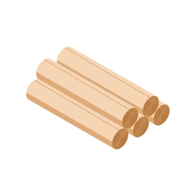 Isometric pile of five beige linoleum rolls 3d vector illustration