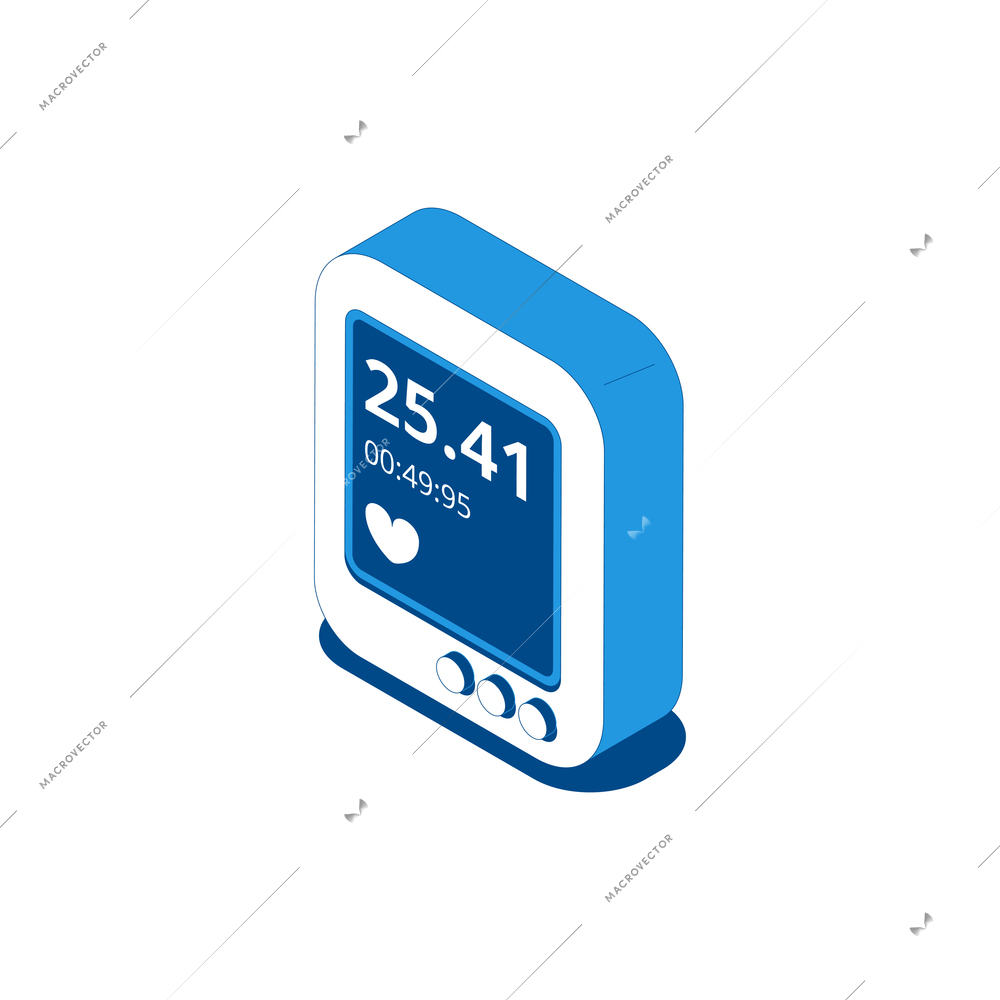 Bicycle navigator with activity data on screen isometric icon vector illustration