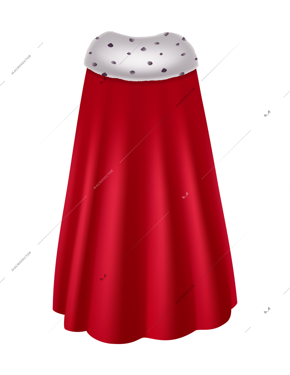 Red royal mantle with white fur realistic vector illustration