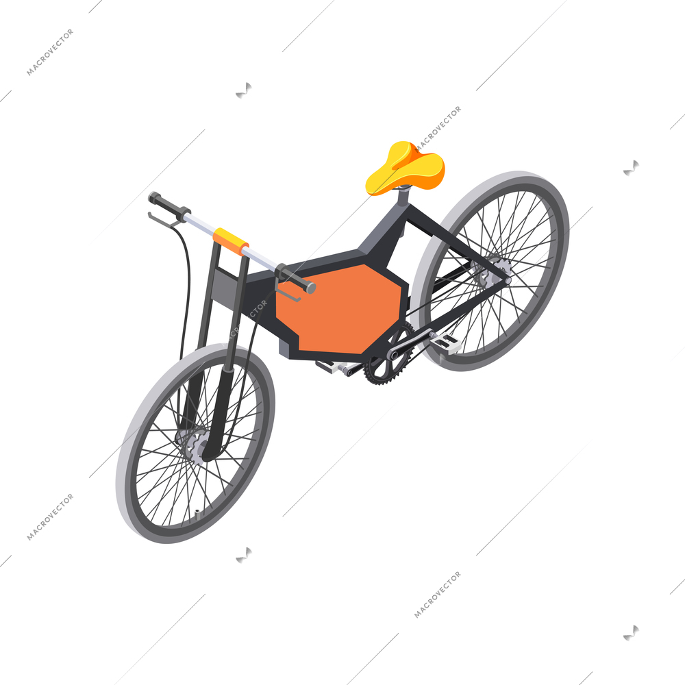 Eco transport isometric icon with bicycle on white background 3d vector illustration