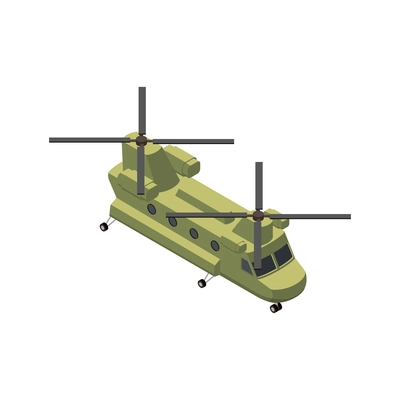 Military air forces isometric icon with boeing ch47 chinook 3d vector illustration