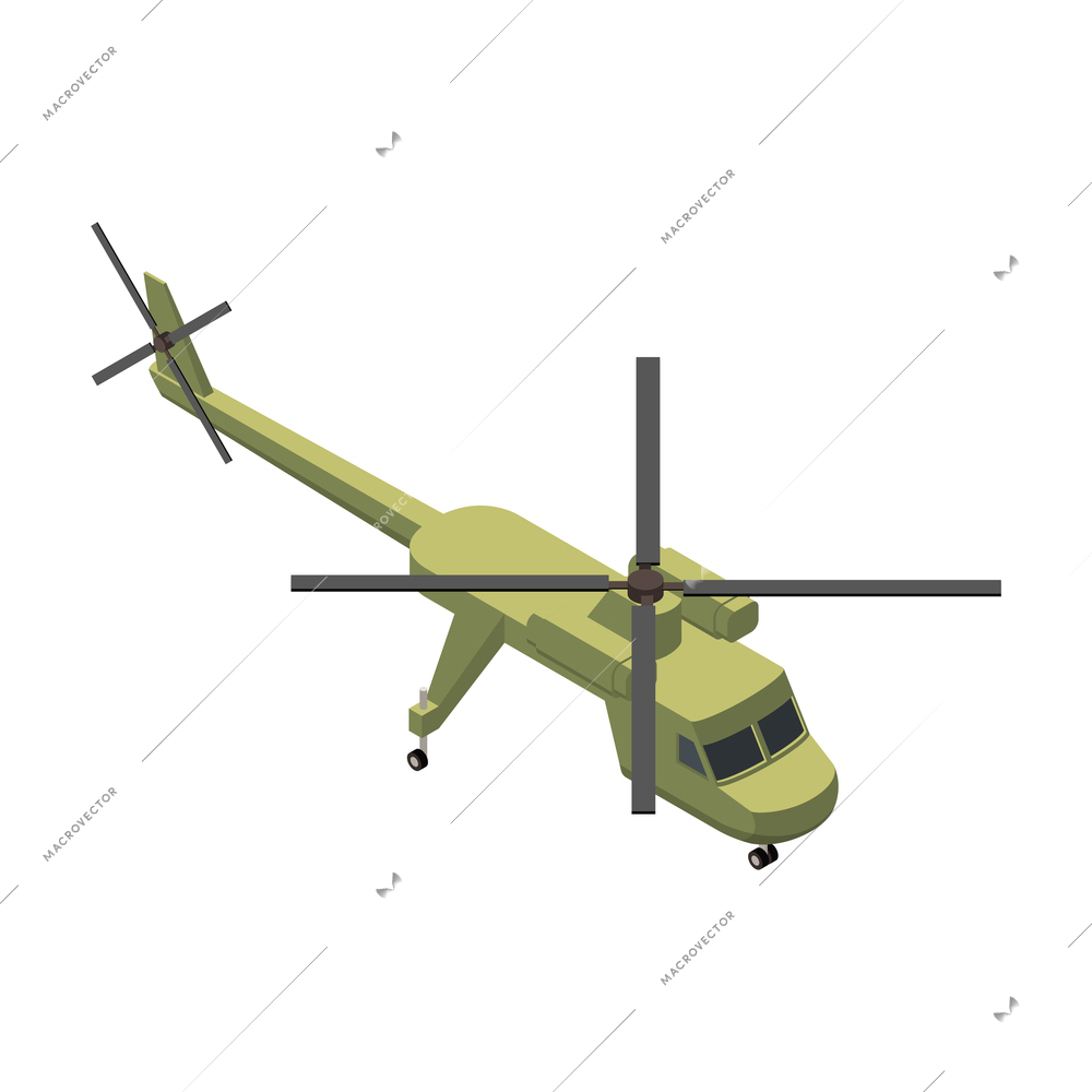 Military air forces isometric icon with color sikorsky helicopter vector illustration