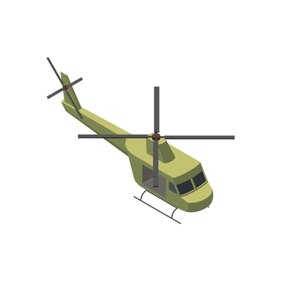 Military air forces isometric icon with bell uh1 iroquois helicopter 3d vector illustration