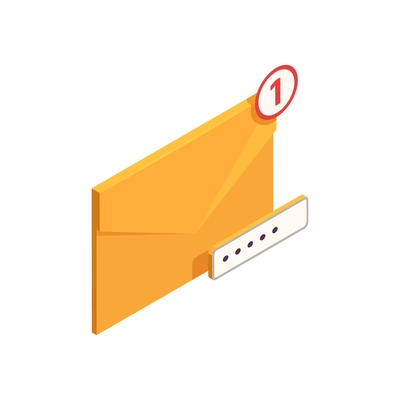 Data protection icon with envelope and unread email message notification isometric vector illustration