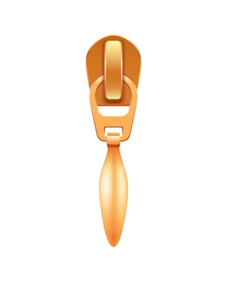 Realistic zipper slider in golden color on white background vector illustration