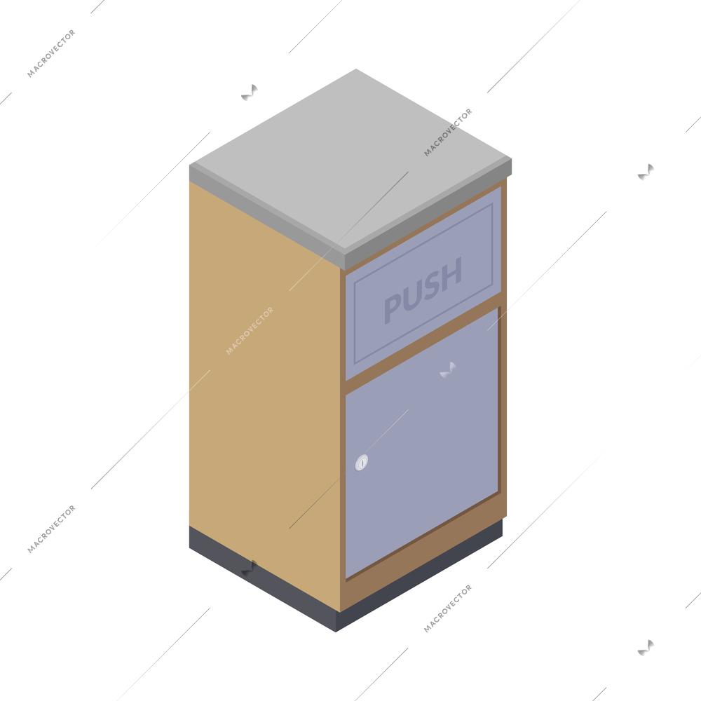 Isometric icon with food court rubbish bin 3d vector illustration