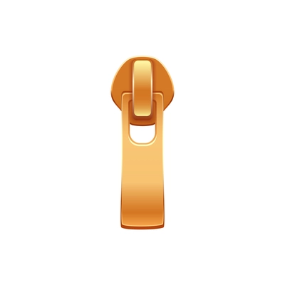 Realistic metal golden zipper slider of rectangular shape vector illustration