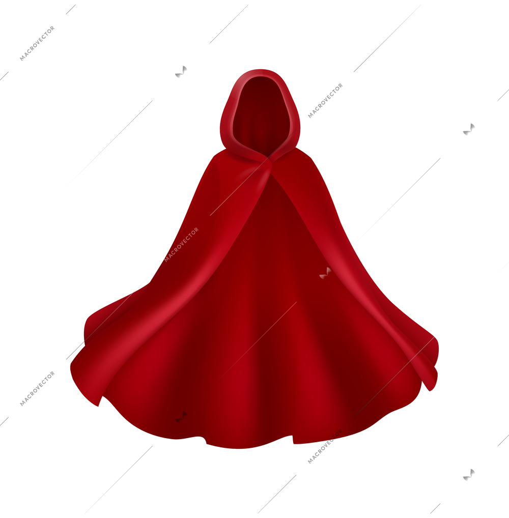 Realistic flowing hooded mantle in red color vector illustration