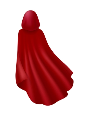 Realistic back view of red cape with hood vector illustration