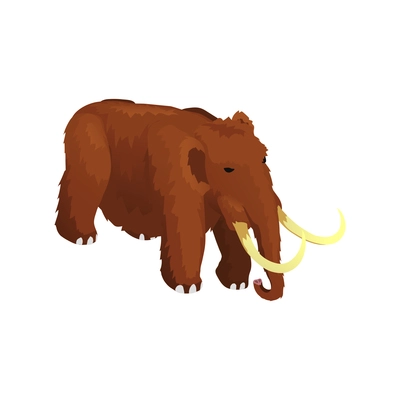 Isometric brown mammoth 3d vector illustration