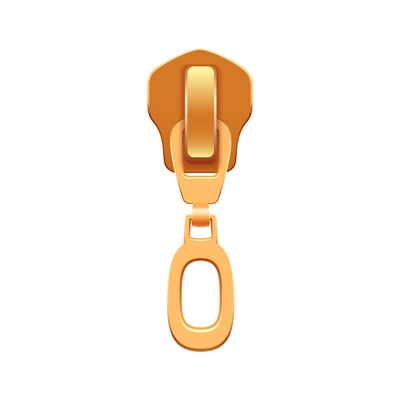 Realistic golden zip puller on white background vector illustration