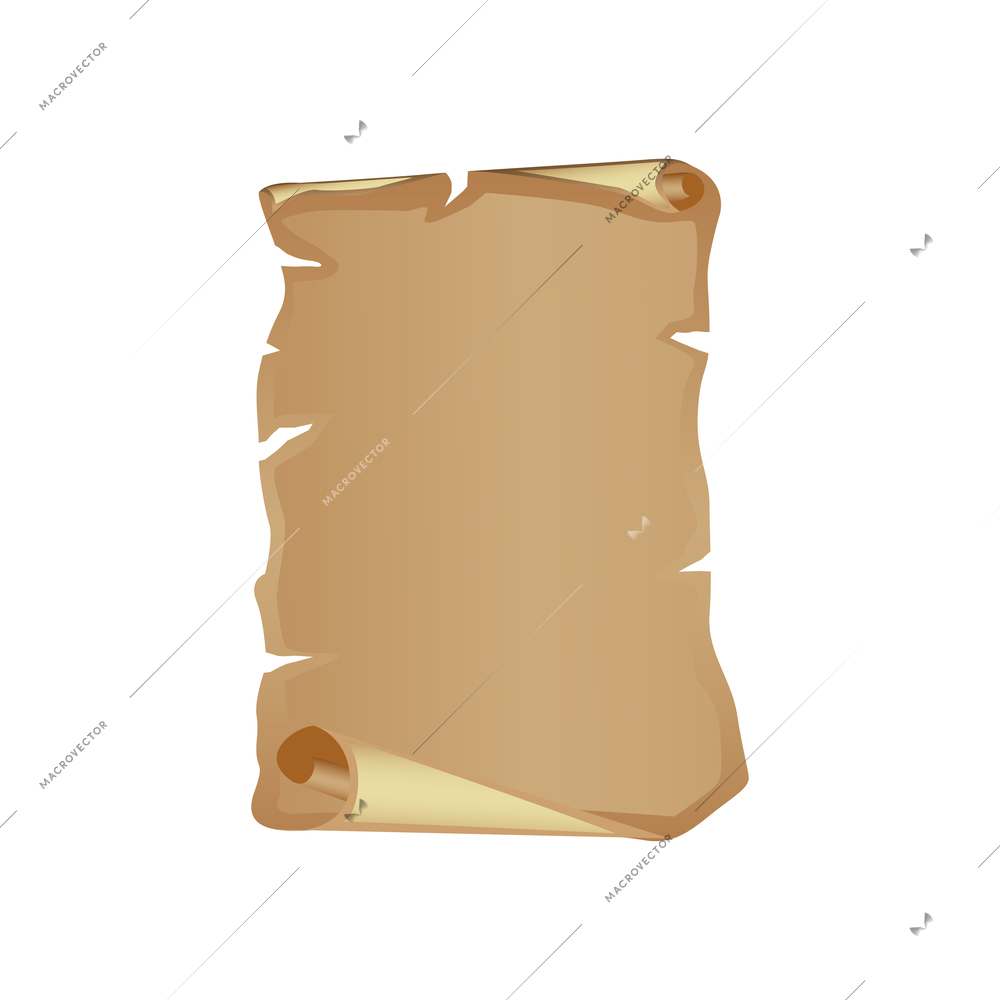 Blank torn old parchment cartoon vector illustration