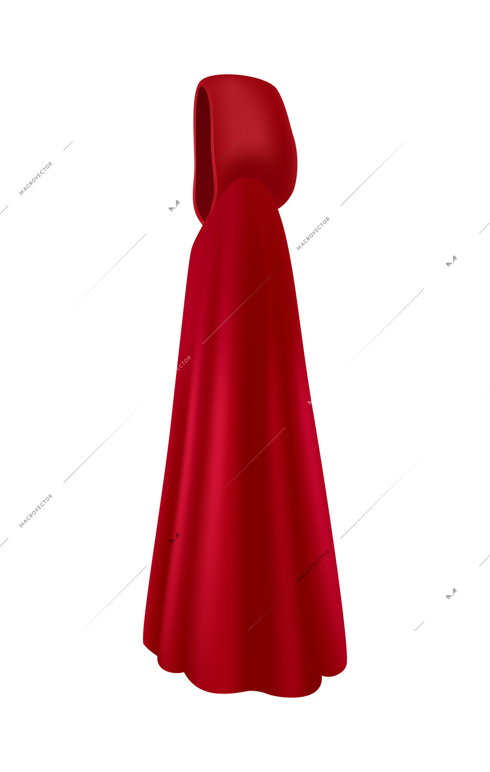 Red mantle with hood side view realistic vector illustration