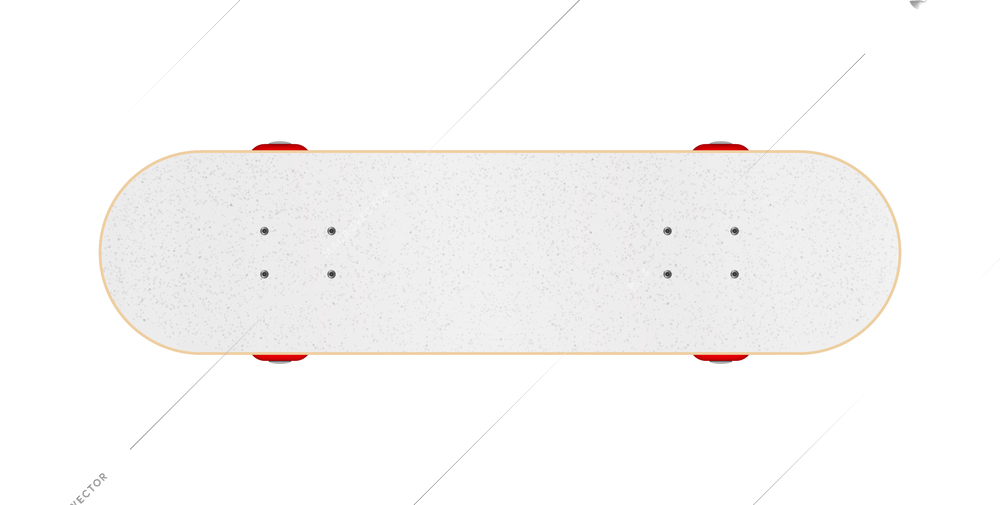 Realistic skateboard top view on white background vector illustration