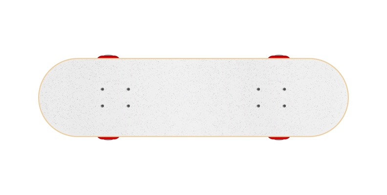 Realistic skateboard top view on white background vector illustration