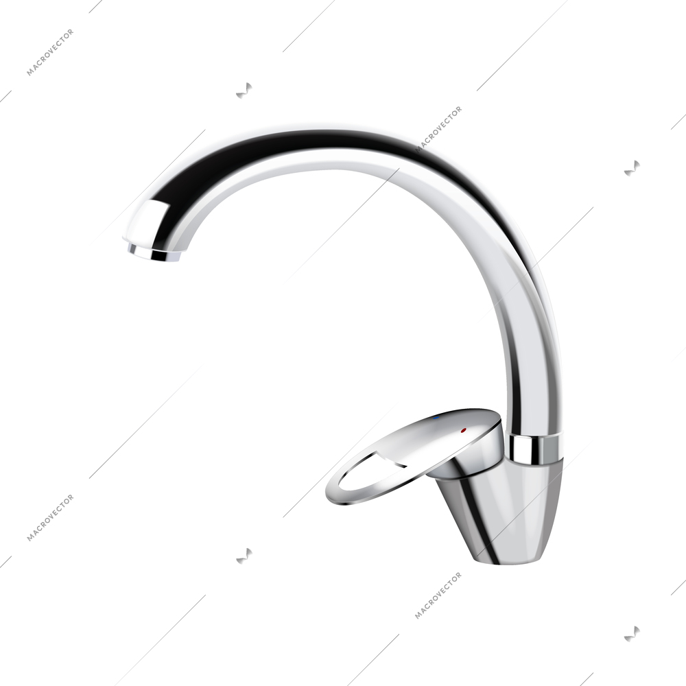 Realistic chrome faucet on white background vector illustration