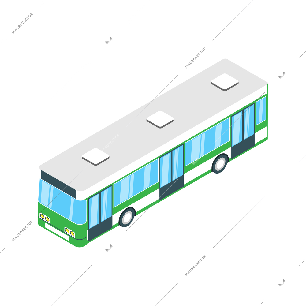 Isometric color icon with airport bus on white background 3d vector illustration