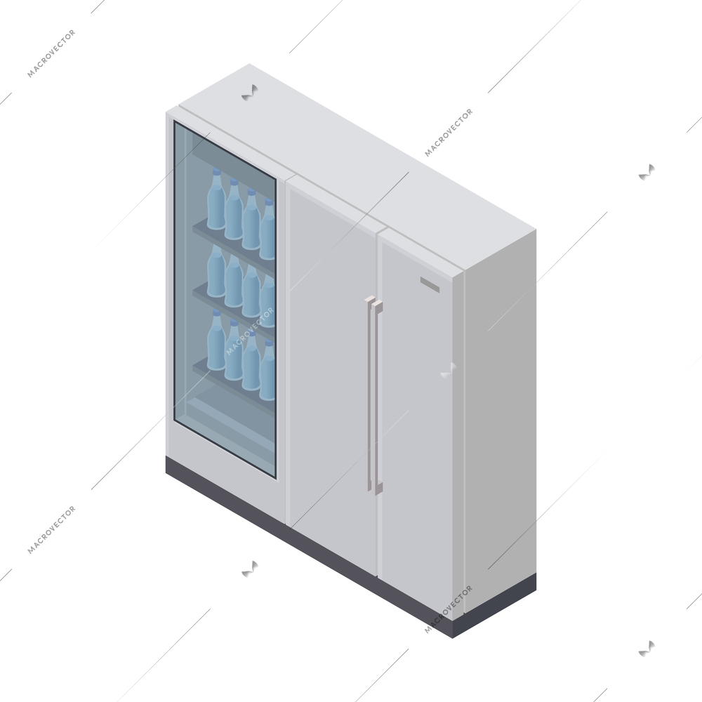 Cafe refrigerator with bottles of water isometric icon 3d vector illustration