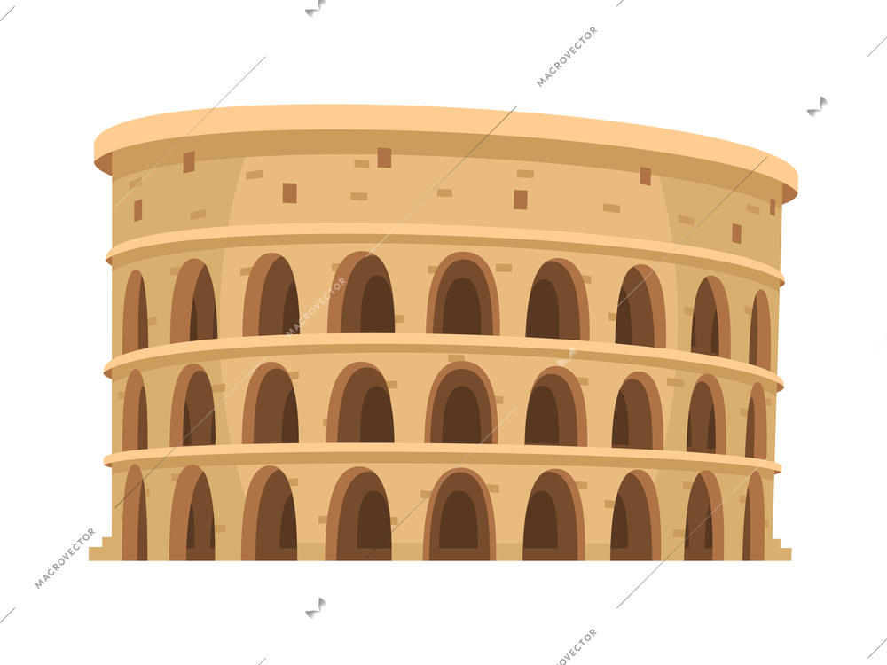 Cartoon roman colosseum on white background vector illustration