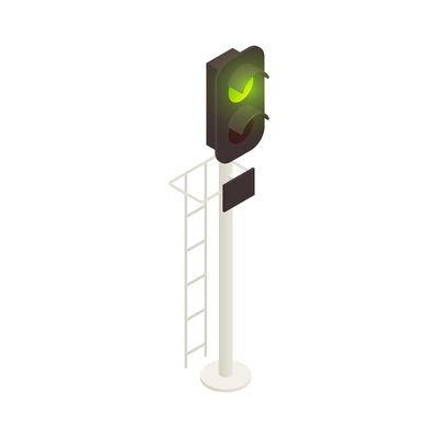 Railway traffic green light isometric icon 3d vector illustration