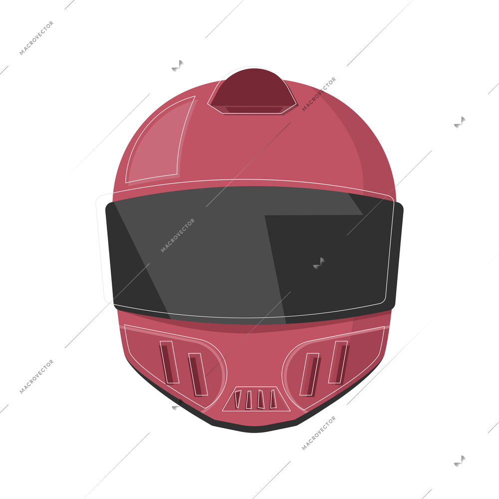 Flat racing helmet in red color on blank background vector illustration