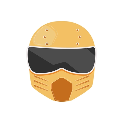 Yellow racing helmet in flat style vector illustration