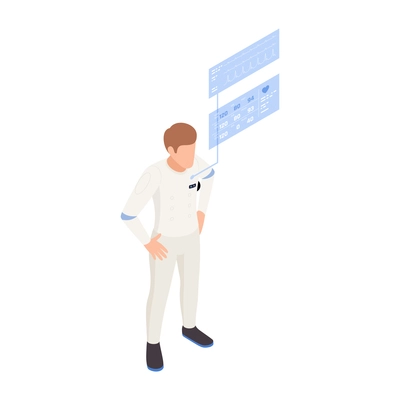 Internet of things isometric icon with man and his medical data 3d vector illustration