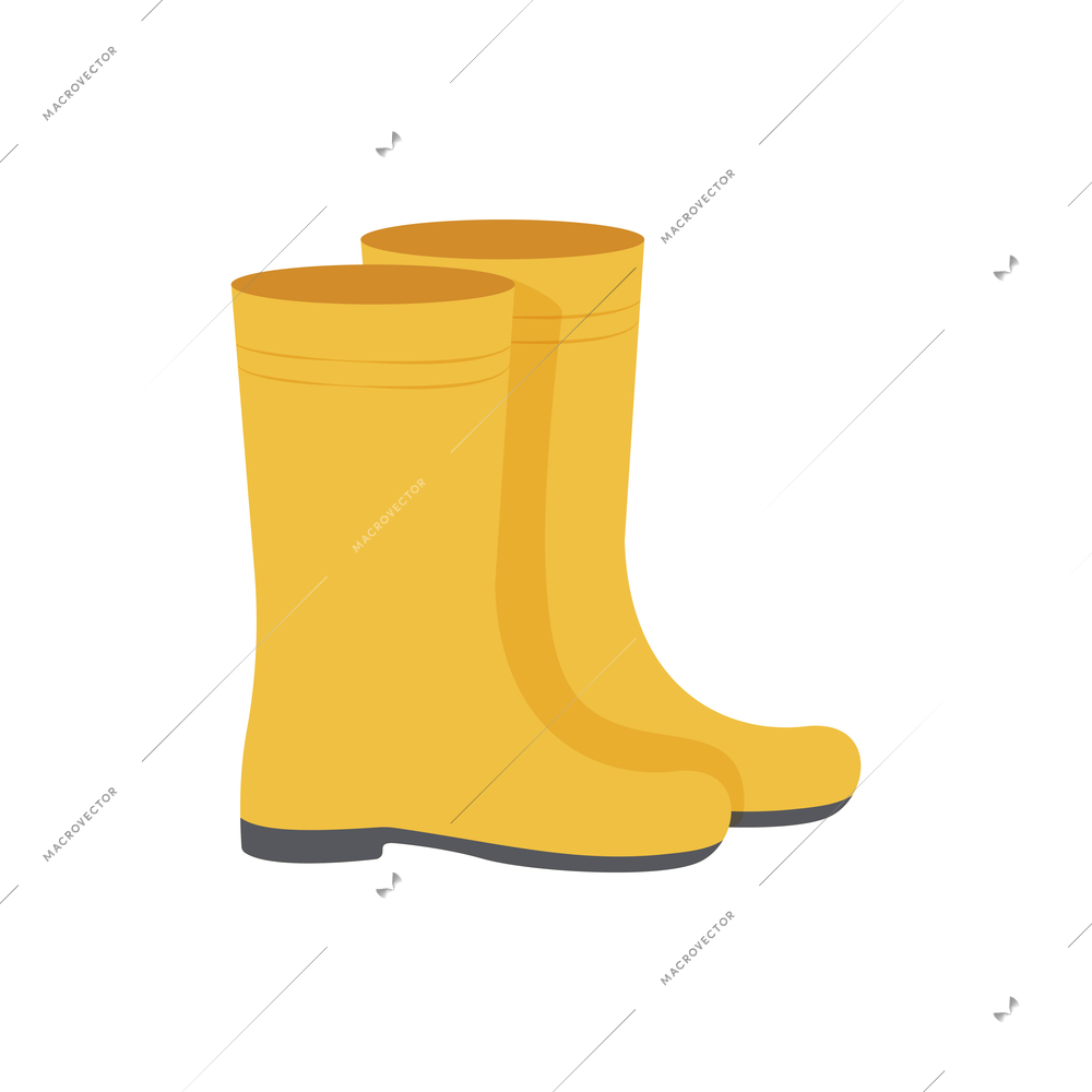 Pair of yellow rubber boots flat icon vector illustration