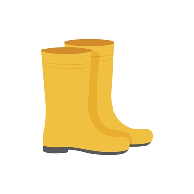 Pair of yellow rubber boots flat icon vector illustration