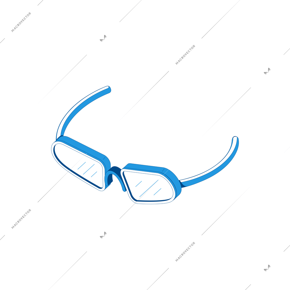 Isometric glasses for cycling or other outdoor sport activity 3d vector illustration