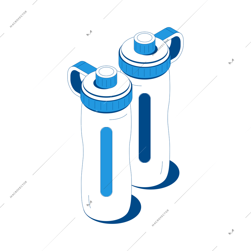 Isometric icon with two 3d sport water flasks vector illustration