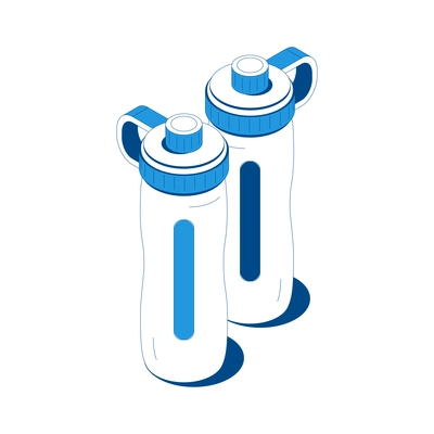 Isometric icon with two 3d sport water flasks vector illustration