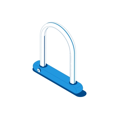 Metal bicycle lock in blue color 3d isometric vector illustration