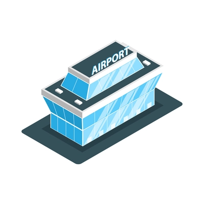 Airport isometric building exterior 3d vector illustration