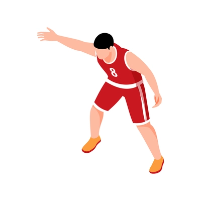 Basketball player in uniform during match 3d isometric vector illustration