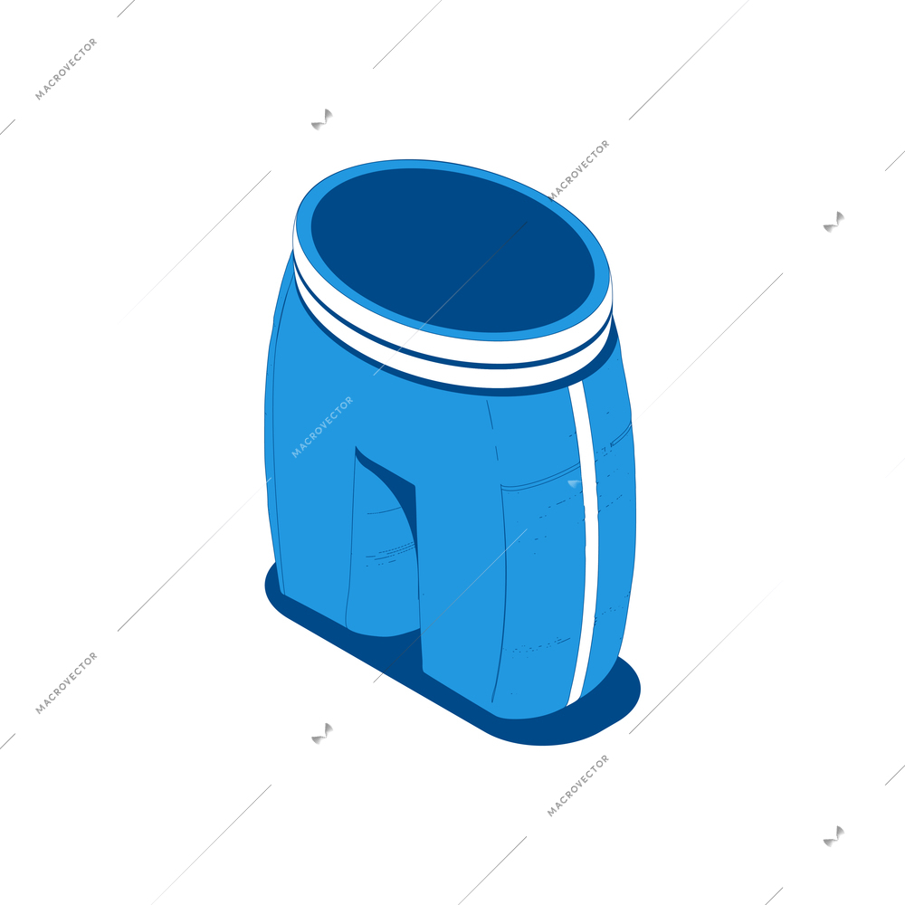 Isometric sport shorts blue color icon 3d vector illustration