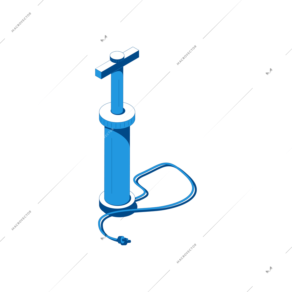 Isometric icon with blue bicycle air pump 3d vector illustration