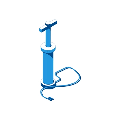 Isometric icon with blue bicycle air pump 3d vector illustration