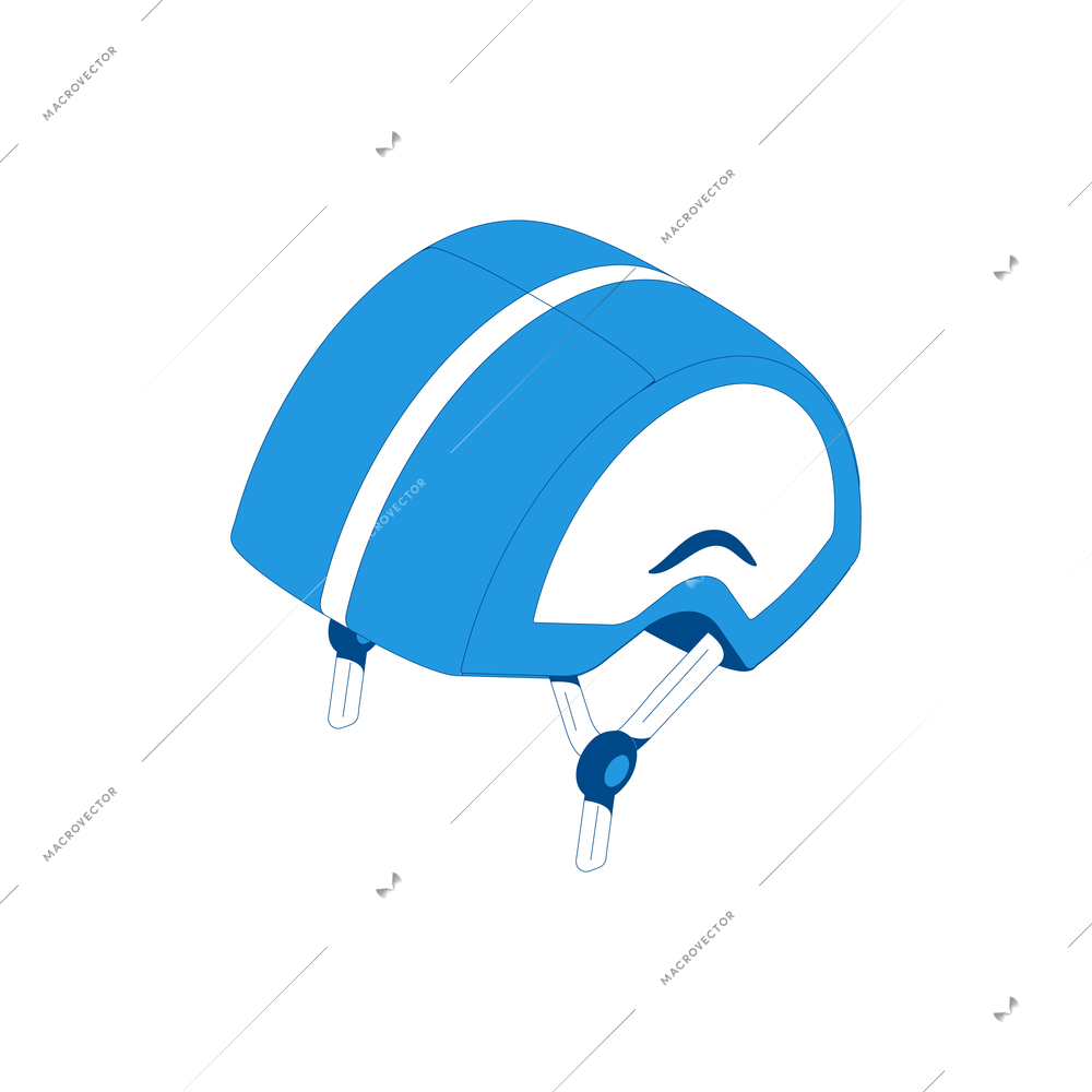 Isometric bicycle helmet in blue and white color 3d vector illustration