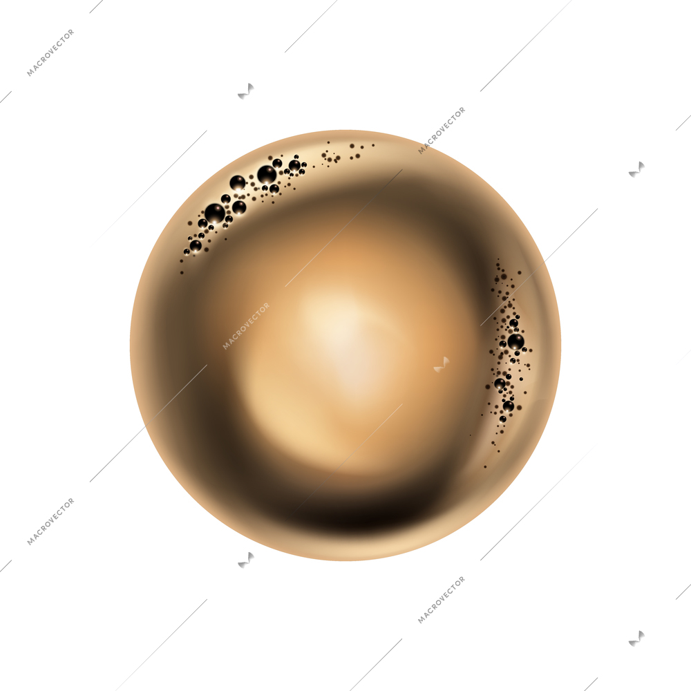 Realistic black coffee with foam top view vector illustration