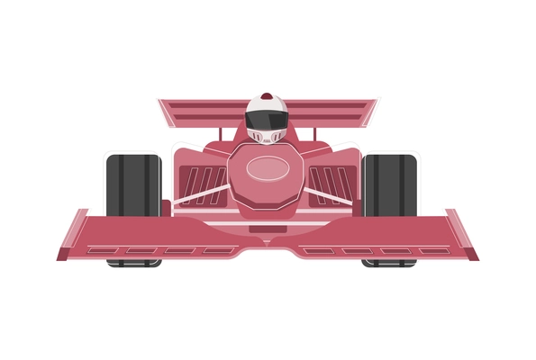 Flat icon with racer in red racing car front view vector illustration