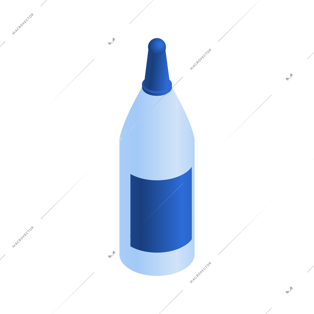 Isometric icon with blue bottle of glue 3d vector illustration