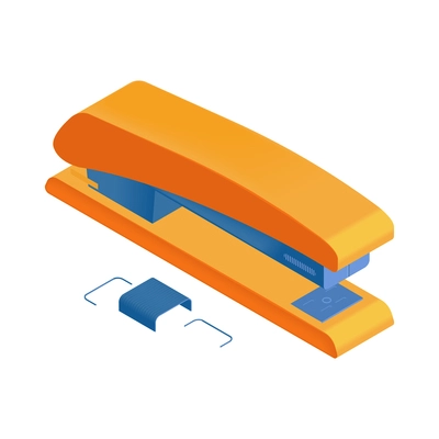 Stapler of yellow color isometric icon 3d vector illustration